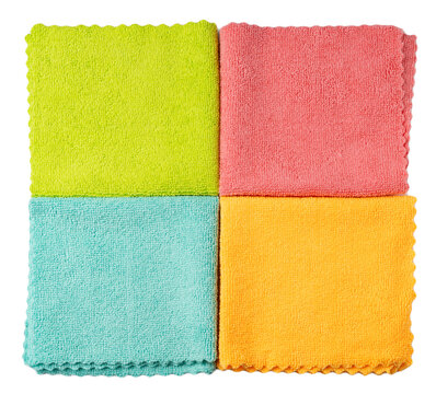 Cleaning cloth stack isolated. Wipe rag, cleaning microfiber towel, wiping cotton napkin, microfibre fabric