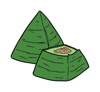 Kue Mendut Indonesian Traditional Snack Illustration