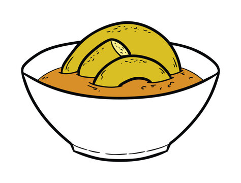 Indonesian Tambunsu Gulai Curry in White Bowl Illustration