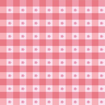 Seamless pattern gingham flower