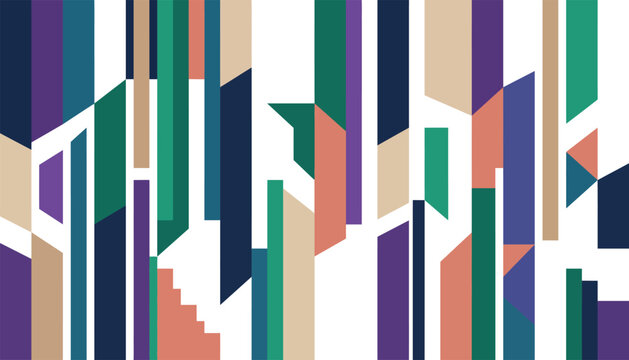 WebArchitectural Prism Flow Abstract Geometric Facade Pattern With Vertical Rectangles, Trapezoids, Triangles, And Contemporary Editorial Shapes