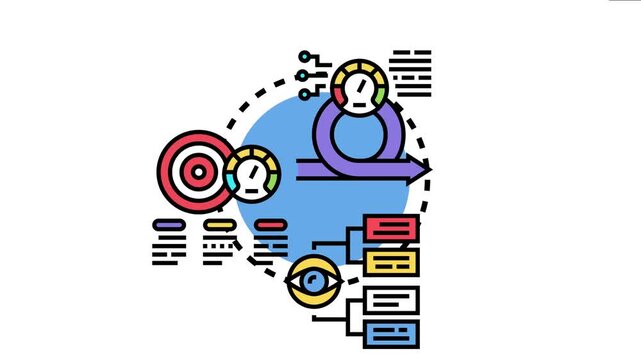 Process depicting task prioritization, strategic goal setting, and continuous improvement, visualizing business efficiency and project management methodology