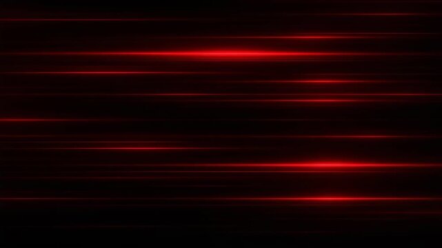 Abstract red horizontal light streaks on a black background
