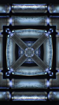 A mesmerizing kaleidoscope of metallic tubular shapes, throbbing and twisting in an endless, hypnotic and trance like motion. Excellent for high tempo music events or energetic visualizers.
