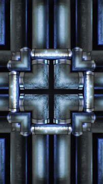 A mesmerizing kaleidoscope of metallic tubular shapes, throbbing and twisting in an endless, hypnotic and trance like motion. Excellent for high tempo music events or energetic visualizers.
