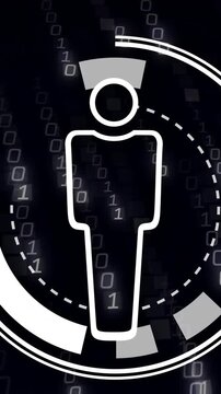 Animation of human icon over binary coding