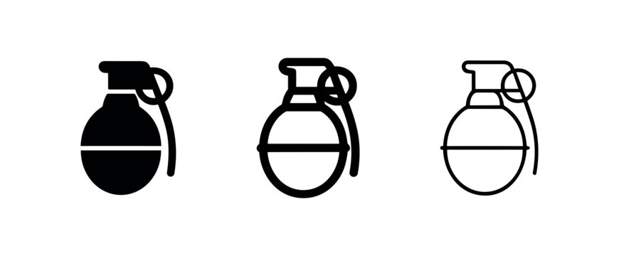 Hand grenade weapon icon set for military and explosive concepts