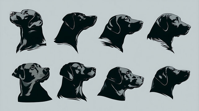 Labrador retriever dog breed silhouettes in a graphic arrangement