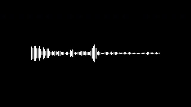 Chrome silver audio spectrum equalizer waveform, sleek metallic sound wave frequency bars pulsing beat, futuristic music visualizer loop black background 4K 30fps Apple ProRes video