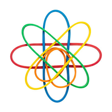 Colorful Plastic Loops Abstract Shape on Transparent Background