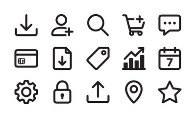 Fototapeta premium Basic icons for web, finance, and interface design.
