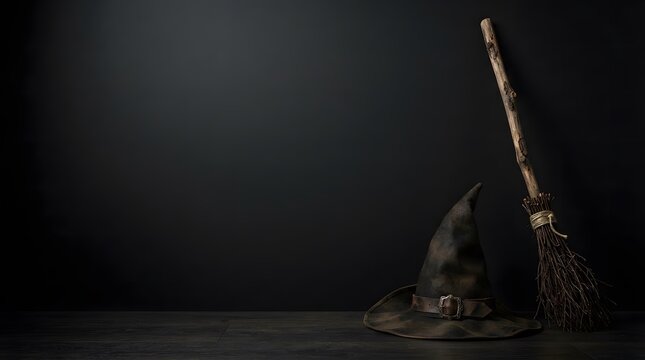 A dark moody still life composition featuring a human skull and a vintage quill pen on a wooden table