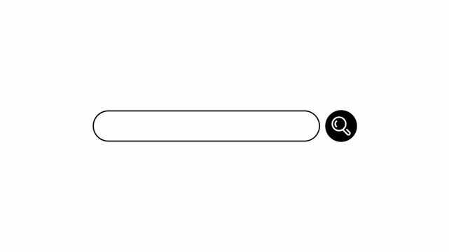 Search Bar Animation with Search Icon, Modern Minimal Search Interface UI Element on Transparent Background, 4K