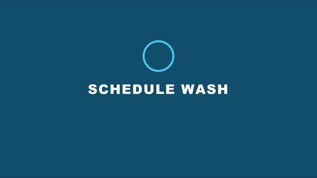 Schedule wash app interface animation with loading spinner and minimalist blue 4k background, for smart home, technology and laundry automation