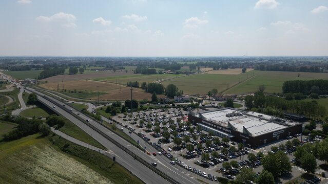 Aerial View Esselunga Supermarket in Pantigliate, Milan, Italy. May 20, 2026