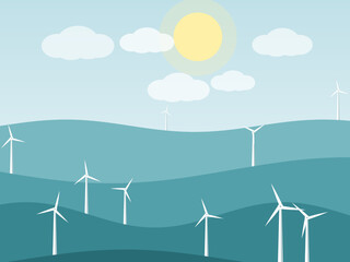 Fototapeta premium Green Energy Wind Farm Panorama Background