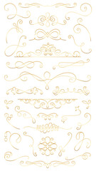 Fototapeta premium PNG Elegant gold decorative flourishes set on transparent background