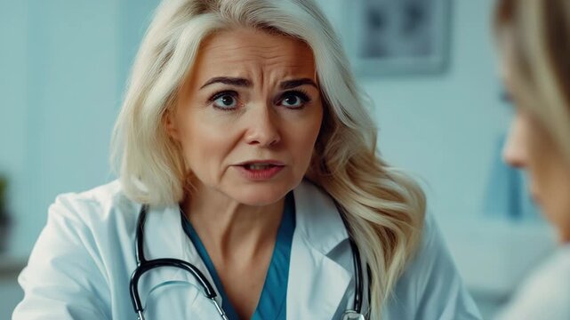 Accomplished actress portraying a physician in a scene.