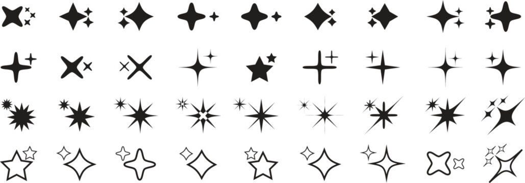 Sparkle star icons. Shine sparkle icon. Modern simple stars. Rating Star icon. Star vector collection. Vector illustration.