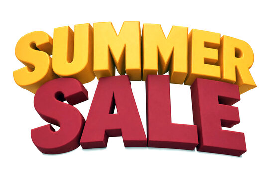 Bright and colorful summer sale text with bold threedimensional letters isolated for promotions