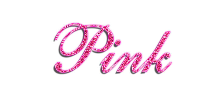 Pink glitter barbie style text lettering with script calligraphy font isolated on transparent background