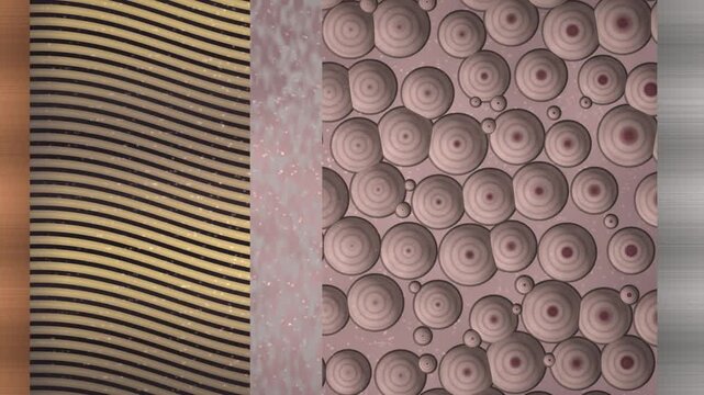 Lithium Ion Battery Cell Cross Section With Layered Graphite Anode And Porous Cathode Particles, Seamless Loop in calm rose tones