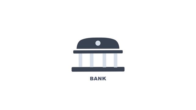 Bank Building Finance Icon on Green Screen
