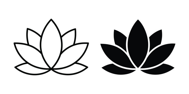 Lotus Flower Silhouette Icon Set