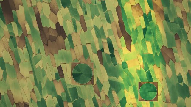Aerial Farmland NDVI False Color Map With Drone Survey Swath And Center Pivot Irrigation Seamless Loop in bright brown tones