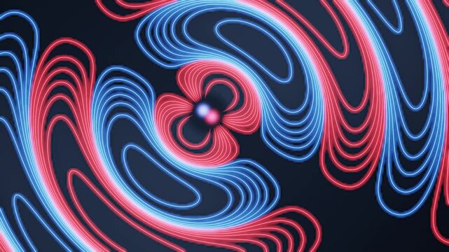 Oscillating Dipole Radiation With Electric Field Line Loops Detaching And Propagating Seamless Loop in rich arctic tones
