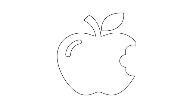 Apple with bite and leaf icon animation