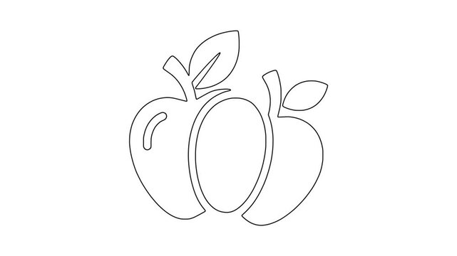 Apples with leaves icon animation