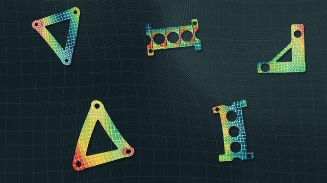 Finite Element Analysis Von Mises Stress Contour On Deforming Bracket Meshes Seamless Loop in subtle teal tones