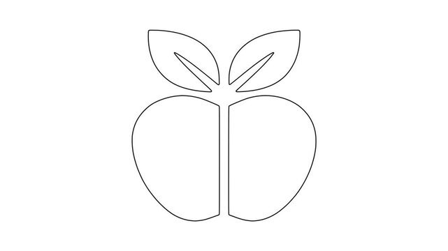 Apple fruit with leaves icon animation