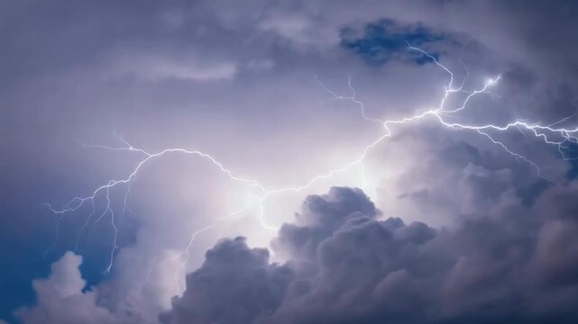 A dramatic sky filled with lightning bolts.