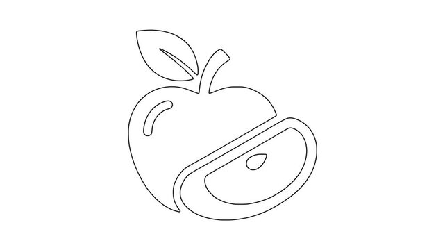 Apple with sliced half icon animation