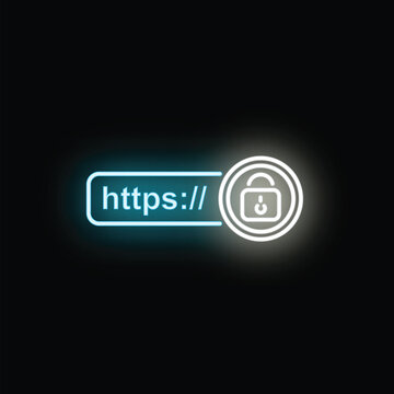 Https protocol icon displaying padlock symbol for network security and online data protection