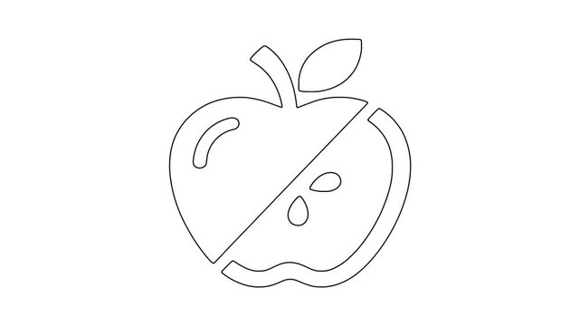 Sliced apple with seeds icon animation