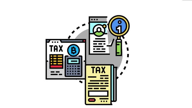 Bookkeeping ledger checking process financial management, taxation, and cryptocurrency accounting, integrating digital documents with calculations for accurate reporting