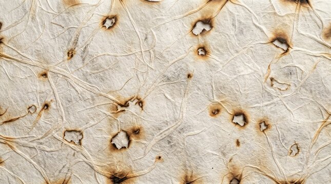 Close up of a baked tortilla with browned edges