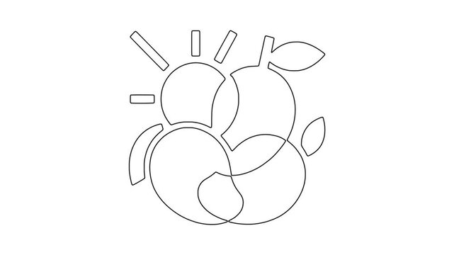 Apple citrus fruit cluster icon animation