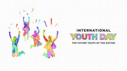 Obraz premium International Youth Day Concept with Diverse Colorful Silhouettes