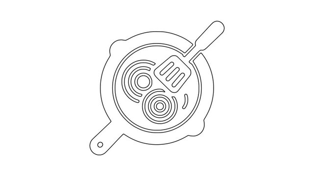 Burger with fork and knife icon animation