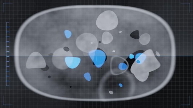 Abstract MRI Slice Scan Seamless Loop, Tomographic Cross Sections With Pseudo Color Medical Imaging Overlay in calm gray tones