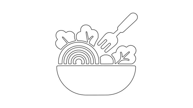 Vegetable bowl with fork icon animation