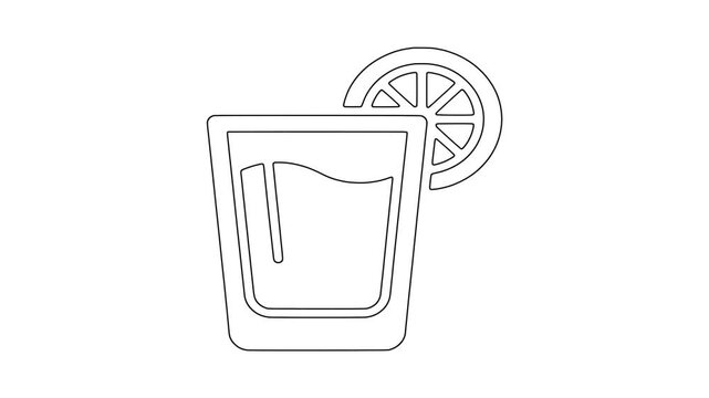 Citrus drink glass icon animation