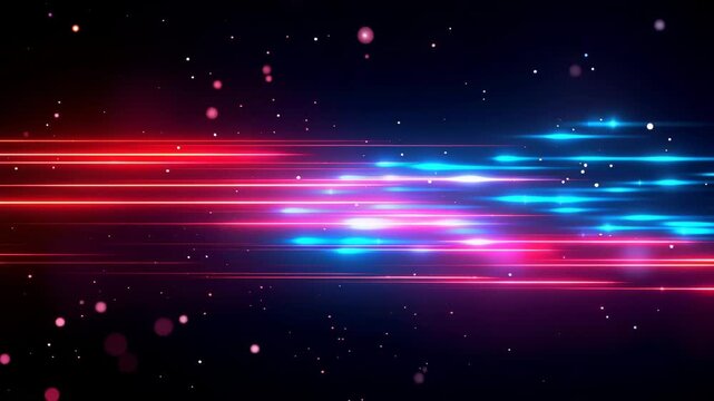 Red and Blue Neon Light Trails on Dark Background