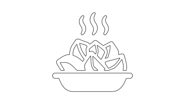 Steaming vegetable bowl icon animation