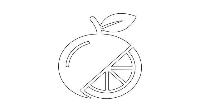 Apple with citrus slice icon animation
