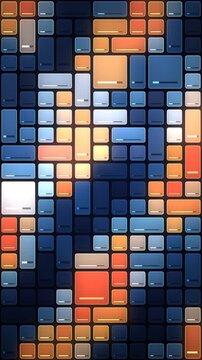 Risk heatmap dashboard grid of data tiles updating from cool blue to hot red, seamless loop in deep navy tones vertical 9:16
